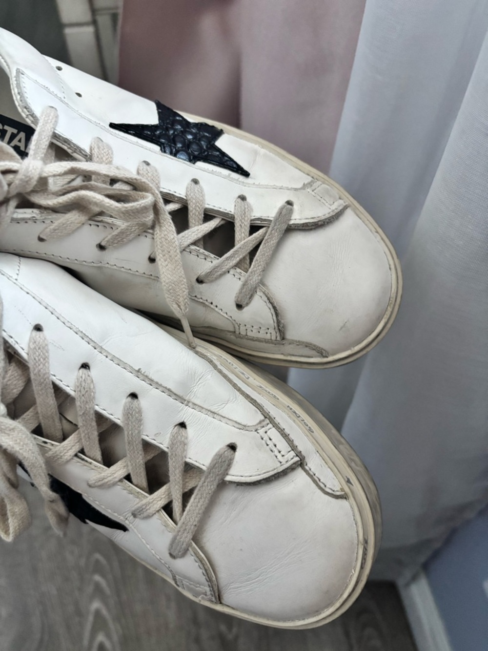 Golden Goose Hi Star Sneakers White Black Star EU 40 US 9 - Picture 6 of 11